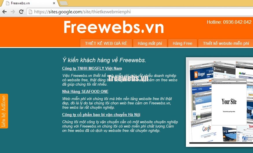 dịch vụ thiết kế web miễn phí