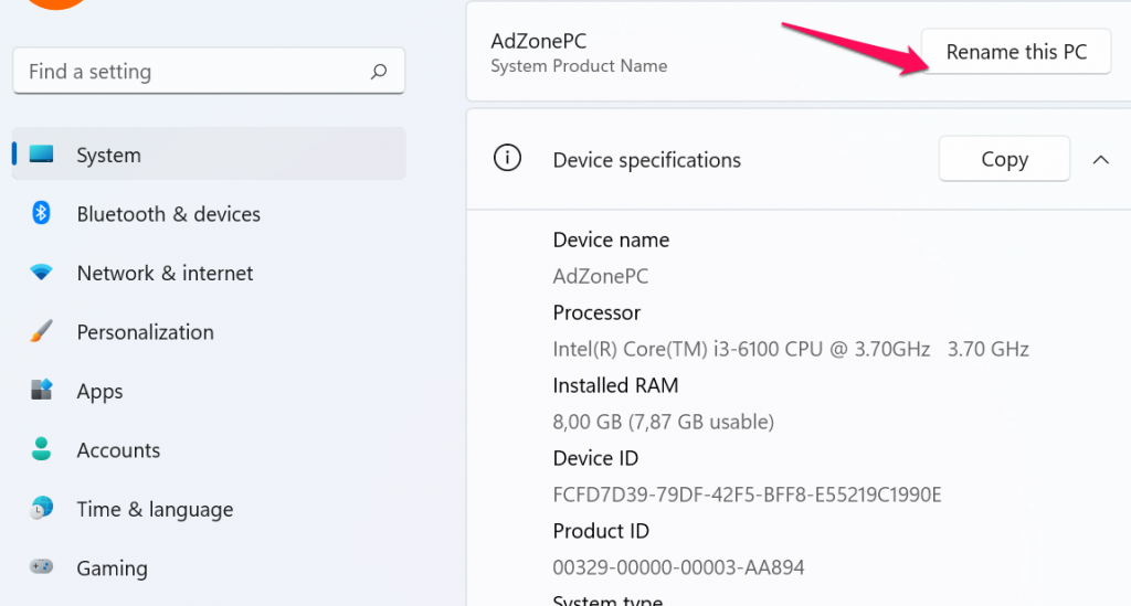 Đổi Tên Máy Tính Windows 11