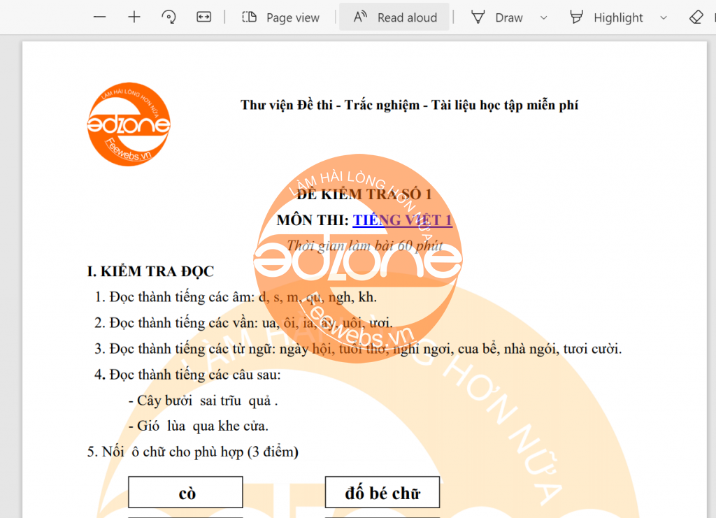 bộ đề thi học kỳ 1 lớp 1